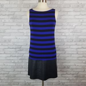 ALI & JAY Striped Faux Leather Accent Shift Dress